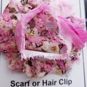 Shabby Rose Flower Scarf Clip or Hair Clip pink